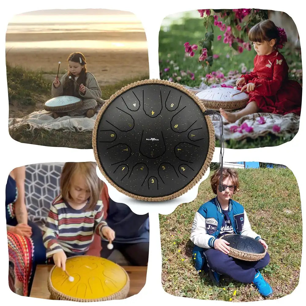 14 Inches 15 Tones - Balmy Handcrafted Tongue Drum for Therapeutic Sound Healing: Perfect for Kids & Adults